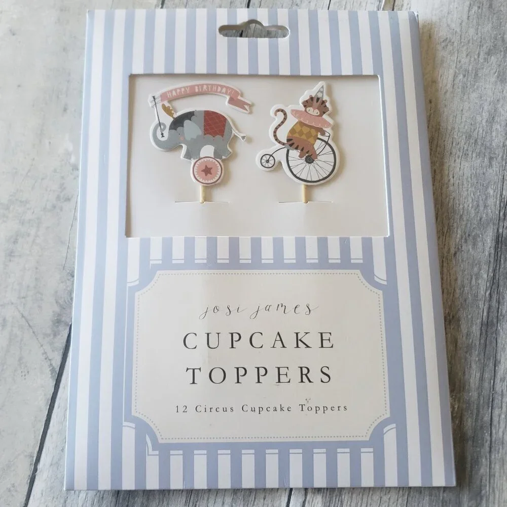 NWT - Josi James Circus Cupcake Toppers - 12 Count